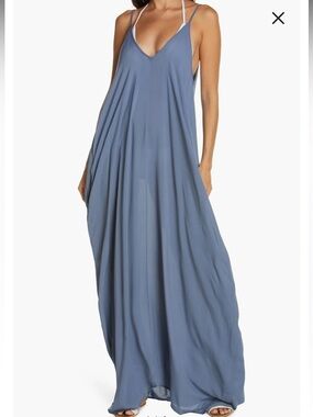 Elan Strappy Cover Up Maxi Dress - Dusty Blue - Size L